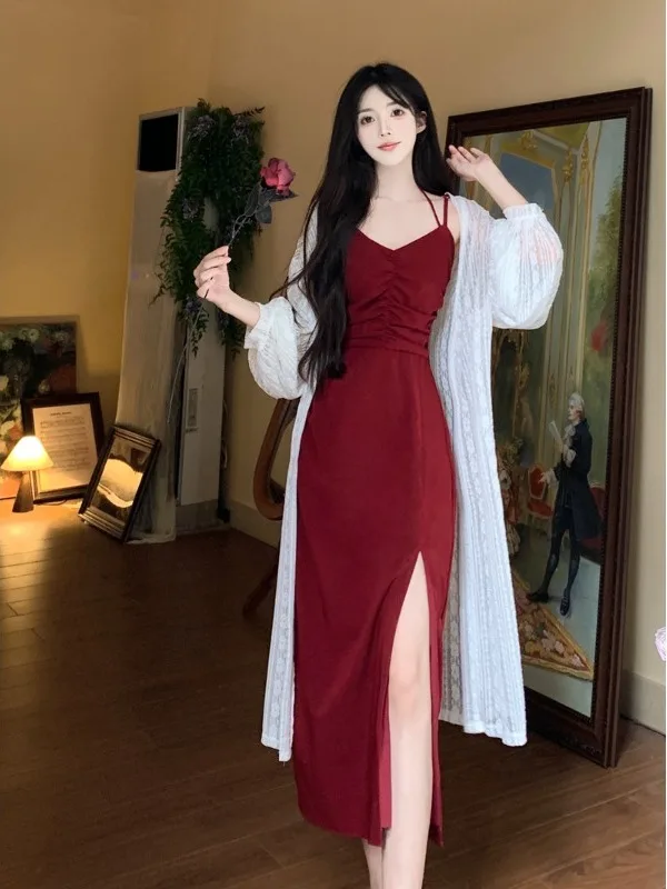 plus Size Women's Vintage Wine Red Pleated Strap Dr Summer New High Waist A-Line Skirt Midi Dr Korean Sle Slim Fit
plus Size Women's Vintage Wine Red Pleated Strap Dr Summer New High Waist A-Line Skirt Midi Dr Korean Sle Slim Fit
