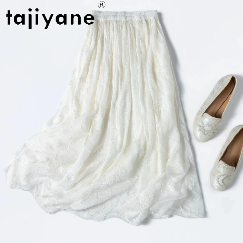 TAJIYANE 100% Mulberry Silk Women's Skirts White Floral Embroidery Midi Skirt French Style Summer Skirts 2026 Woman Clothes юбка
TAJIYANE 100% Mulberry Silk Women's Skirts White Floral Embroidery Midi Skirt French Style Summer Skirts 2026 Woman Clothes юбка