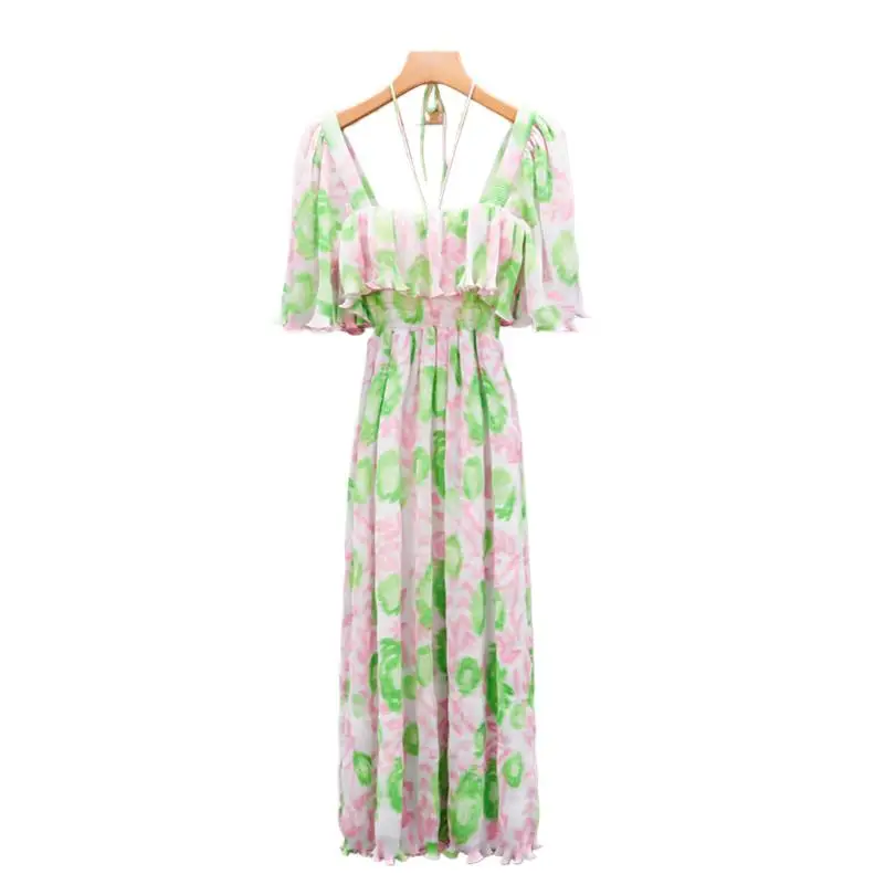 Summer Women Dress Chiffon Square Collar Fresh Floral Print Elegant Half Sleeve Long Dress Breathable Thin Beach Style Vestidos
Summer Women Dress Chiffon Square Collar Fresh Floral Print Elegant Half Sleeve Long Dress Breathable Thin Beach Style Vestidos