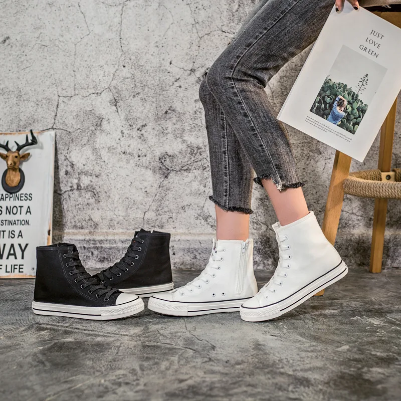 Classic Women Canvas Shoes Fashion Outdoor Casual Shoes Korean Version High-top Shoe Lace Up Women Vulcanize Shoes Zapatos Mujer
Classic Women Canvas Shoes Fashion Outdoor Casual Shoes Korean Version High-top Shoe Lace Up Women Vulcanize Shoes Zapatos Mujer
