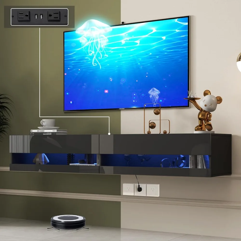 Floating TV Stand Wall Mounted with Power Outlet, Modern Floating Entertainment Center for 80 Inch TV, High Gloss Floating
Floating TV Stand Wall Mounted with Power Outlet, Modern Floating Entertainment Center for 80 Inch TV, High Gloss Floating