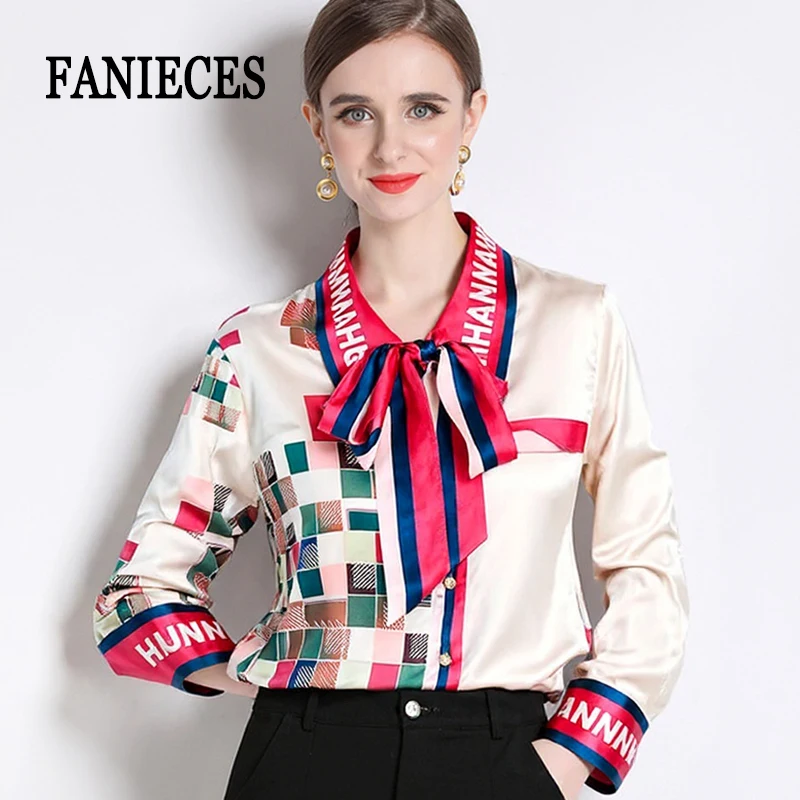 High Quality Women Clothing Luxury Satin Shirt Summer Long Sleeve Elegant Bow Tie Collar Blouse OL Tops Blusas De Mujer рубашка
High Quality Women Clothing Luxury Satin Shirt Summer Long Sleeve Elegant Bow Tie Collar Blouse OL Tops Blusas De Mujer рубашка