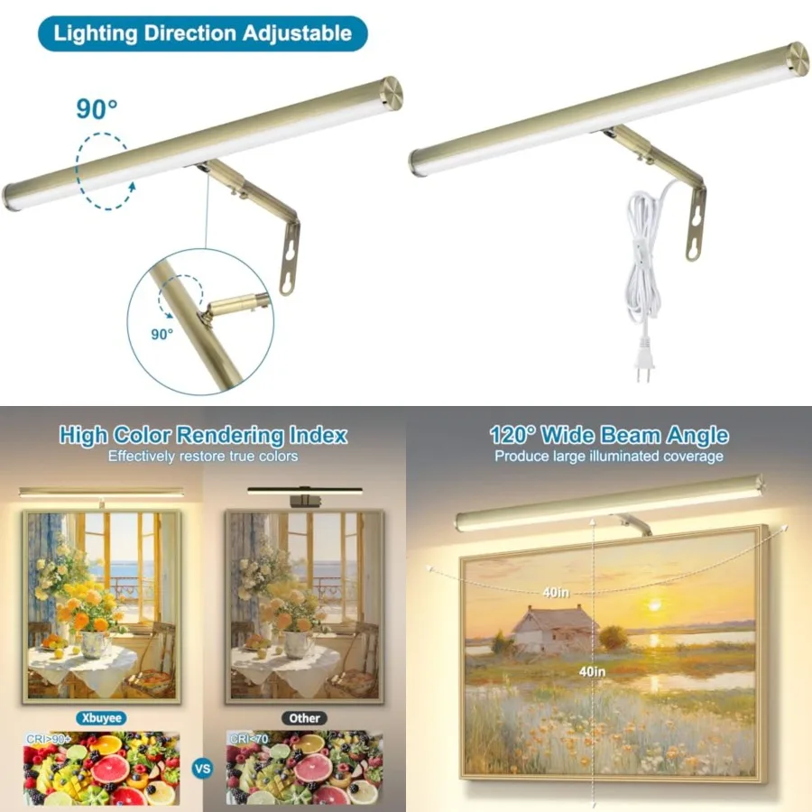 LED Picture Lights for Paintings Plug in, 6W Adjustable Art Light Gallery Wall Light for Display Art Work, Finish, CRI90+, 3000
LED Picture Lights for Paintings Plug in, 6W Adjustable Art Light Gallery Wall Light for Display Art Work, Finish, CRI90+, 3000