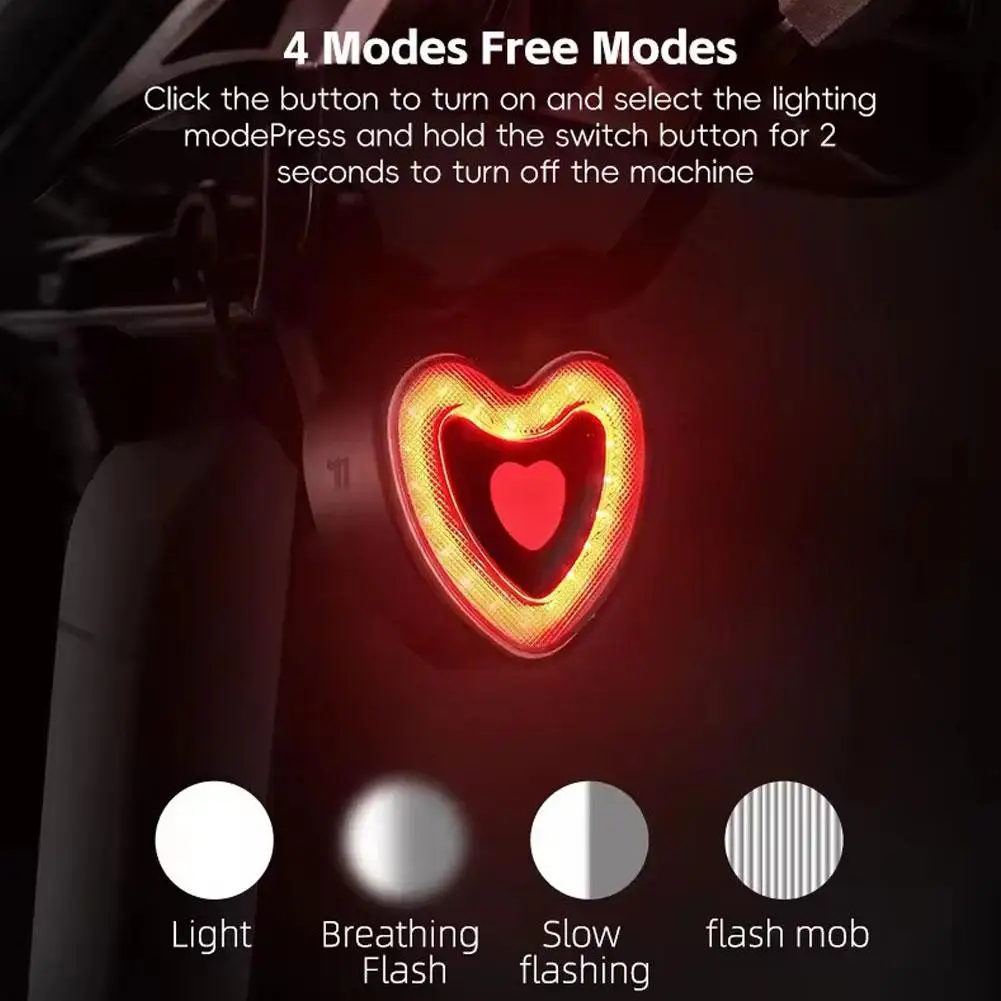 Bicycle Rear Light Brake Sensing Heart Shaped Auto Accessories Mtb Bike Road Memory Start/stop Lights Tail Bicycle Y9s5 
Bicycle Rear Light Brake Sensing Heart Shaped Auto Accessories Mtb Bike Road Memory Start/stop Lights Tail Bicycle Y9s5