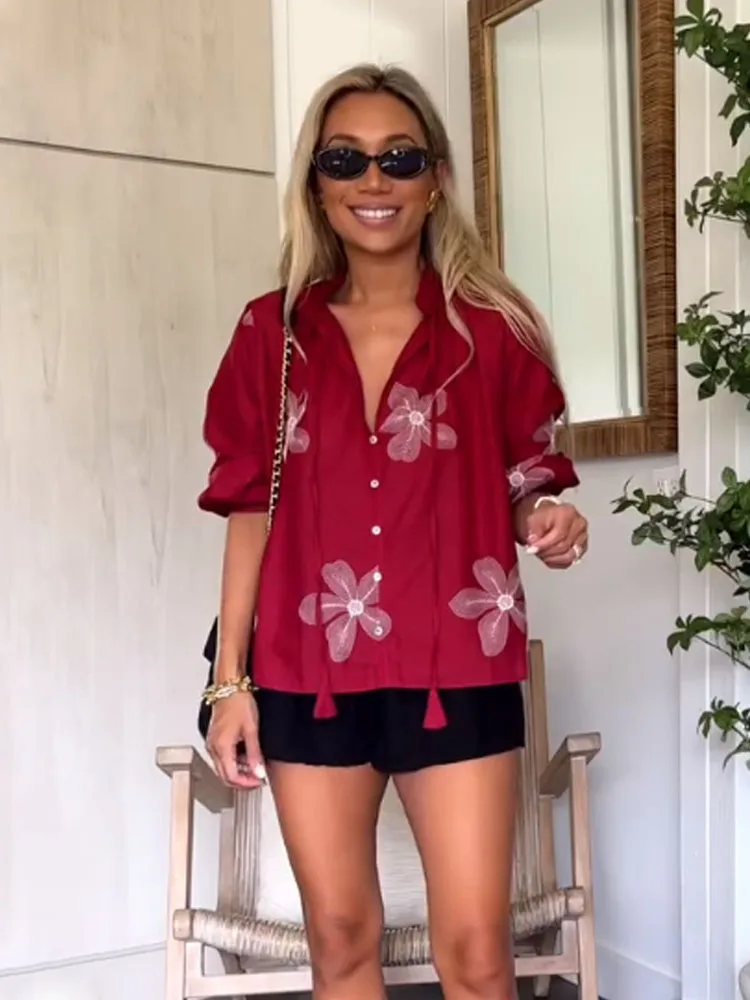 TRAFZA Women Spring Chic Flowers Embroidery Decorate Slim Loose Shirt Top Woman Elegant Wrinkled Long Sleeve Lace Blouses Shirt
TRAFZA Women Spring Chic Flowers Embroidery Decorate Slim Loose Shirt Top Woman Elegant Wrinkled Long Sleeve Lace Blouses Shirt
