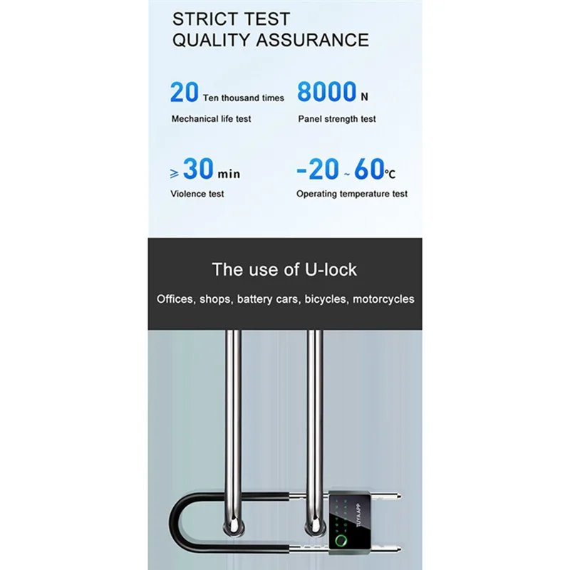 ATP-Waterproof Control Bicycle U Shape Lock Smart Bike Lock with TUYA APP Passcode Fingerprint Safe Electronic Lock,B
ATP-Waterproof Control Bicycle U Shape Lock Smart Bike Lock with TUYA APP Passcode Fingerprint Safe Electronic Lock,B