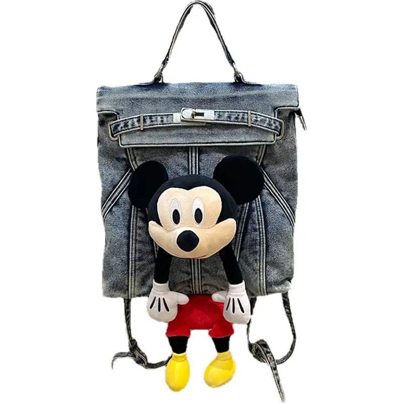Disney 2-Color Mickey Denim Convertible Bag, Washed Denim Tote & Backpack with 3D Plush Mickey, Retro Style Handbag
Disney 2-Color Mickey Denim Convertible Bag, Washed Denim Tote & Backpack with 3D Plush Mickey, Retro Style Handbag