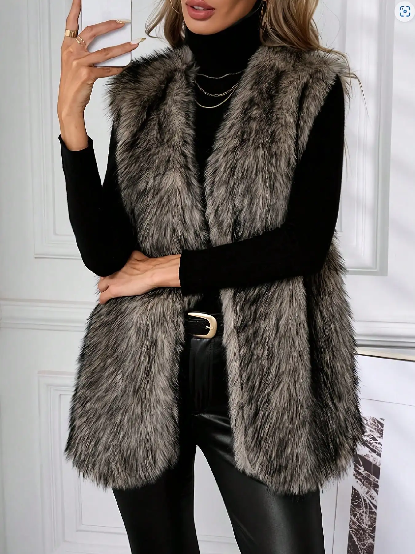 Women's Faux Fur Sleeveless Vest, Long Open Front Coat for Autumn Winter, Elegant Casual Wear
Women's Faux Fur Sleeveless Vest, Long Open Front Coat for Autumn Winter, Elegant Casual Wear
