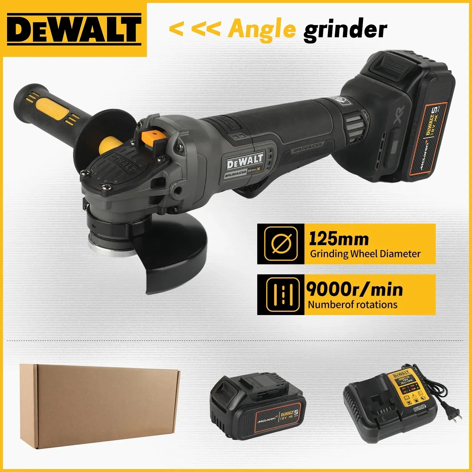 DEWALT Edition DCG406 20V 6.0Ah Cordless Angle Grinder Tool 125mm M14 Spindle 9000RPM 680W for Construction DIY Industri
DEWALT Edition DCG406 20V 6.0Ah Cordless Angle Grinder Tool 125mm M14 Spindle 9000RPM 680W for Construction DIY Industri