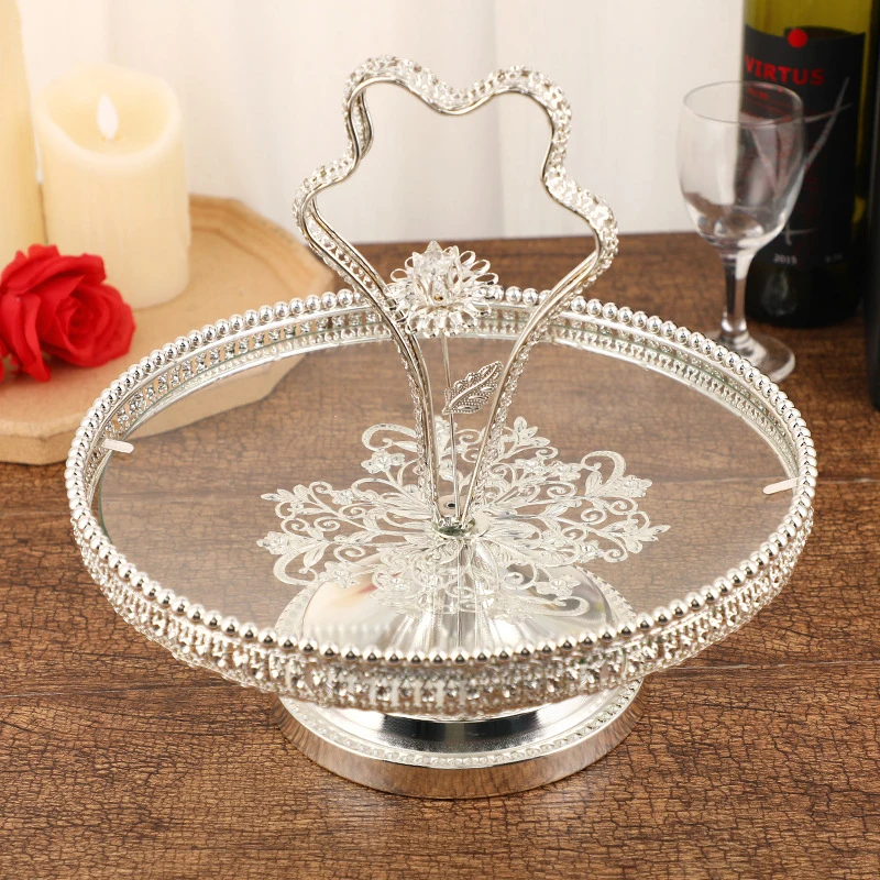 PEANDIM LuxuryPortable Fruit Plate Silver Flower Style Encrusted Plate Nuts Snack Cake Tray For Wedding Party Home Decoration
PEANDIM LuxuryPortable Fruit Plate Silver Flower Style Encrusted Plate Nuts Snack Cake Tray For Wedding Party Home Decoration