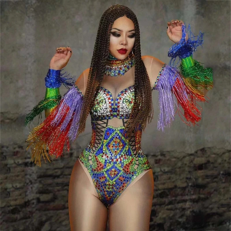 Fringed Sleeve Rhinestones Jumpsuit Rave Outfits Pole Dance Outfits Festival Bodysuit Women Stage Costume Nightclub
Fringed Sleeve Rhinestones Jumpsuit Rave Outfits Pole Dance Outfits Festival Bodysuit Women Stage Costume Nightclub