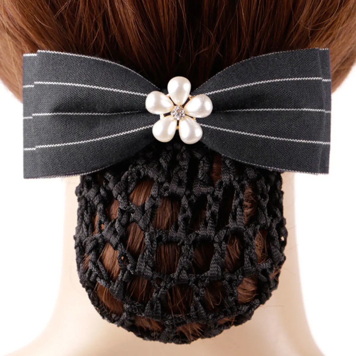 Black White Striped Bowknot Hair Net Pearl Studded Hairpin Thick Elastic Snood for Work Party Date Women Hair Accessories
Black White Striped Bowknot Hair Net Pearl Studded Hairpin Thick Elastic Snood for Work Party Date Women Hair Accessories