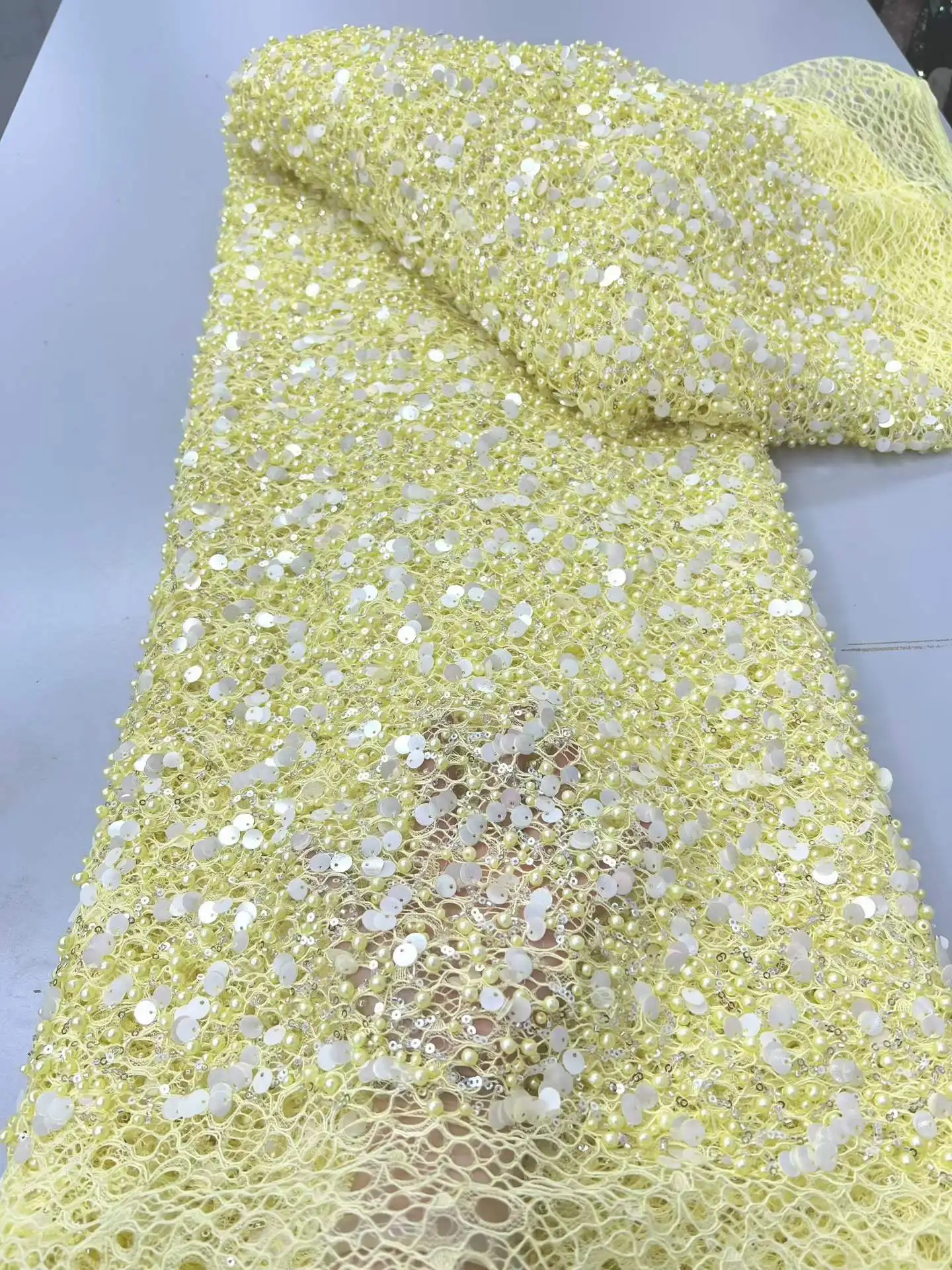 Luxury Quality Handmade Embroidery Net Lace Beads Fabric Exquisite Heavy Industry for Women's Wedding Dress Making
Luxury Quality Handmade Embroidery Net Lace Beads Fabric Exquisite Heavy Industry for Women's Wedding Dress Making
