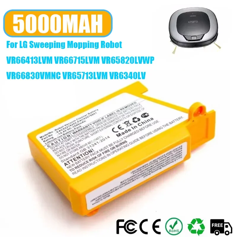Robot Vacuum Cleaner For LG battery VR65720LVMP VR65715LVM EAC62218205 VR66750LVWP EAC60766107 AGM30061001 Sweeping Mopping
Robot Vacuum Cleaner For LG battery VR65720LVMP VR65715LVM EAC62218205 VR66750LVWP EAC60766107 AGM30061001 Sweeping Mopping