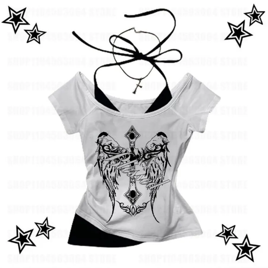 Women's 90s retro clothing fake two pieces hooded T-shirt Kpop Harajuku Y2k cross Gothic Kawaii girl Gothic baby street Emo
Women's 90s retro clothing fake two pieces hooded T-shirt Kpop Harajuku Y2k cross Gothic Kawaii girl Gothic baby street Emo