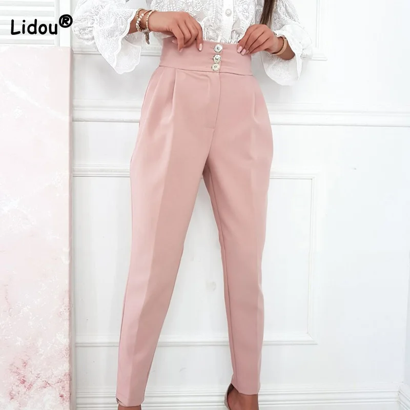 Spring Summer New Casual Buttons Splicing Pockets Solid Color Mid Waist Women Trousers Fashion Black Straight Nine Points Pants
Spring Summer New Casual Buttons Splicing Pockets Solid Color Mid Waist Women Trousers Fashion Black Straight Nine Points Pants