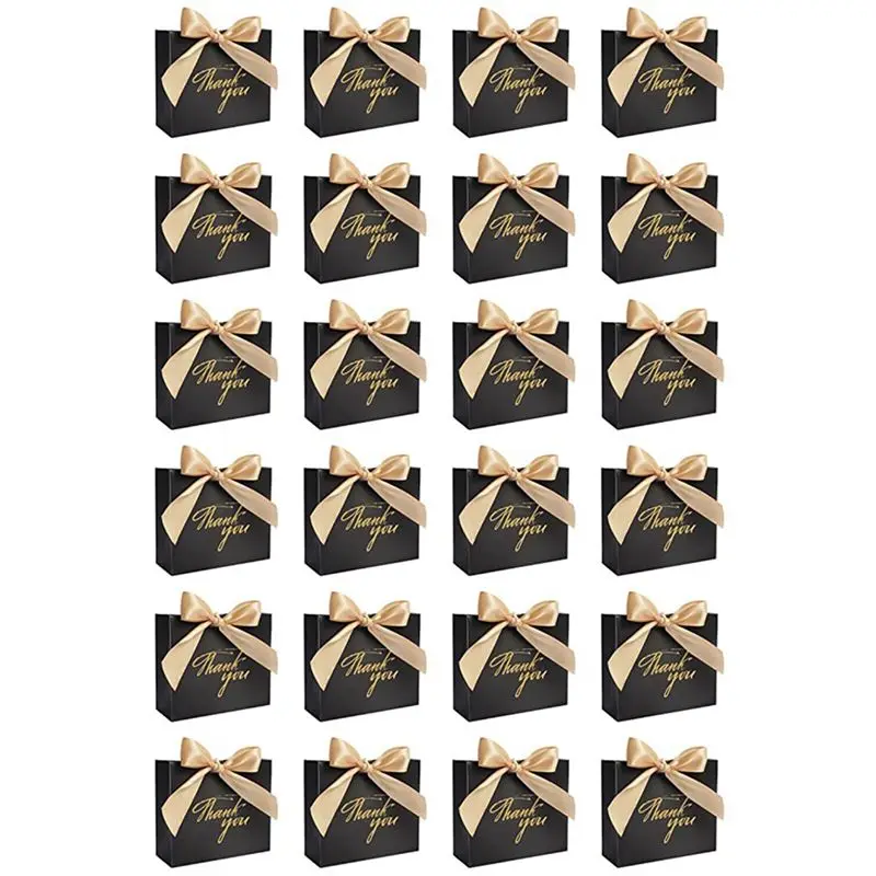 A21Q -24Pack Small Thank You Gift Bag Party Favor Bags Treat Boxes With Gold Bow Ribbon, Black Paper Gift Bags
A21Q -24Pack Small Thank You Gift Bag Party Favor Bags Treat Boxes With Gold Bow Ribbon, Black Paper Gift Bags