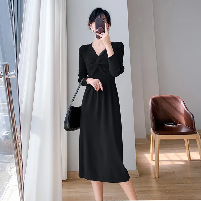 Elegant Chic Knitted Office Dress Autumn Winter Red Women Long Sleeves Sweater Dresses Luxury Designer Vacation Voile Dress
Elegant Chic Knitted Office Dress Autumn Winter Red Women Long Sleeves Sweater Dresses Luxury Designer Vacation Voile Dress