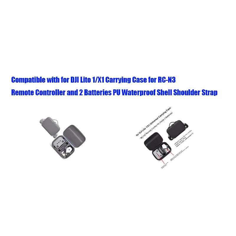Compatible with for DJI Lito 1/X1 Carrying Case for RC-N3 Remote Controller and 2 Batteries PU Waterproof Shell Shoulder Strap
Compatible with for DJI Lito 1/X1 Carrying Case for RC-N3 Remote Controller and 2 Batteries PU Waterproof Shell Shoulder Strap