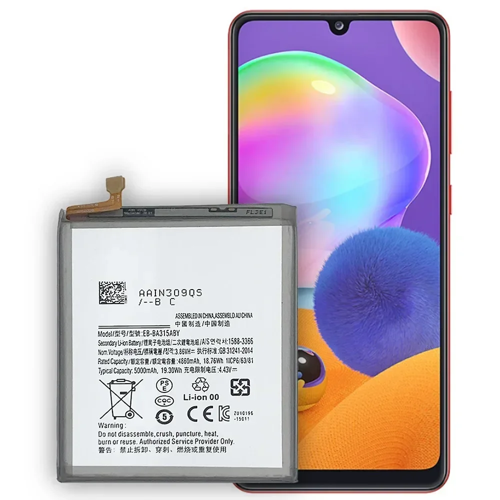 EB-BA315ABY 5000mAh Battery For SAMSUNG Galaxy A31 2020 Edition SM-A315F/DS SM-A315G/DS Batteries+Tools
EB-BA315ABY 5000mAh Battery For SAMSUNG Galaxy A31 2020 Edition SM-A315F/DS SM-A315G/DS Batteries+Tools