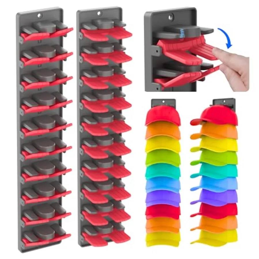 Hat Organizer for Baseball Caps 2 Packs with Built Spring Clips - Wall Mount Closet Hat Rack Holder Storage for Wall Door/Close
Hat Organizer for Baseball Caps 2 Packs with Built Spring Clips - Wall Mount Closet Hat Rack Holder Storage for Wall Door/Close