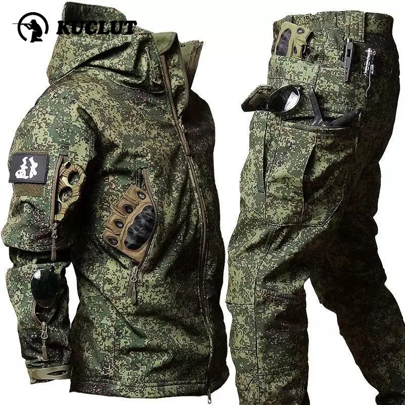 Men Winter Thicken Camo Suit Multi-pocket Waterproof Tactical Training Set Outdoor Fleece Hunting Camping Hiking 2-piece
Men Winter Thicken Camo Suit Multi-pocket Waterproof Tactical Training Set Outdoor Fleece Hunting Camping Hiking 2-piece