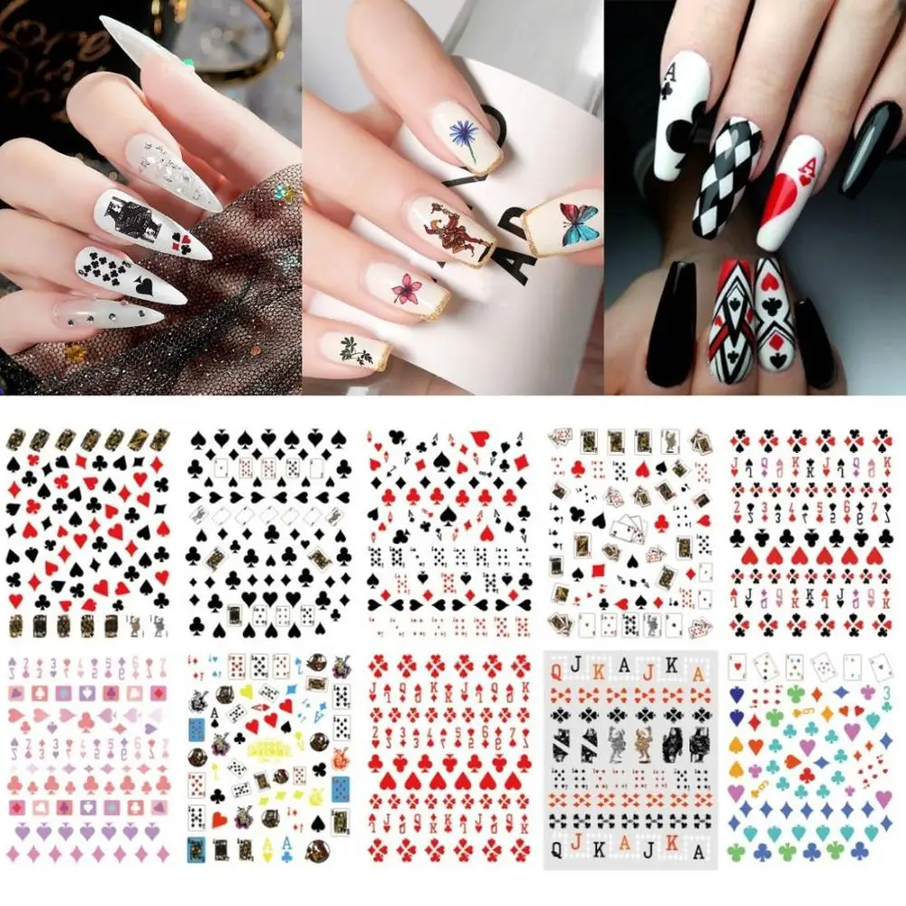 Adhesive Nail Art Stickers Slider Nail Decorations 3D Poker Design Spades Red Hearts Playing Cards Nail Decals
Adhesive Nail Art Stickers Slider Nail Decorations 3D Poker Design Spades Red Hearts Playing Cards Nail Decals