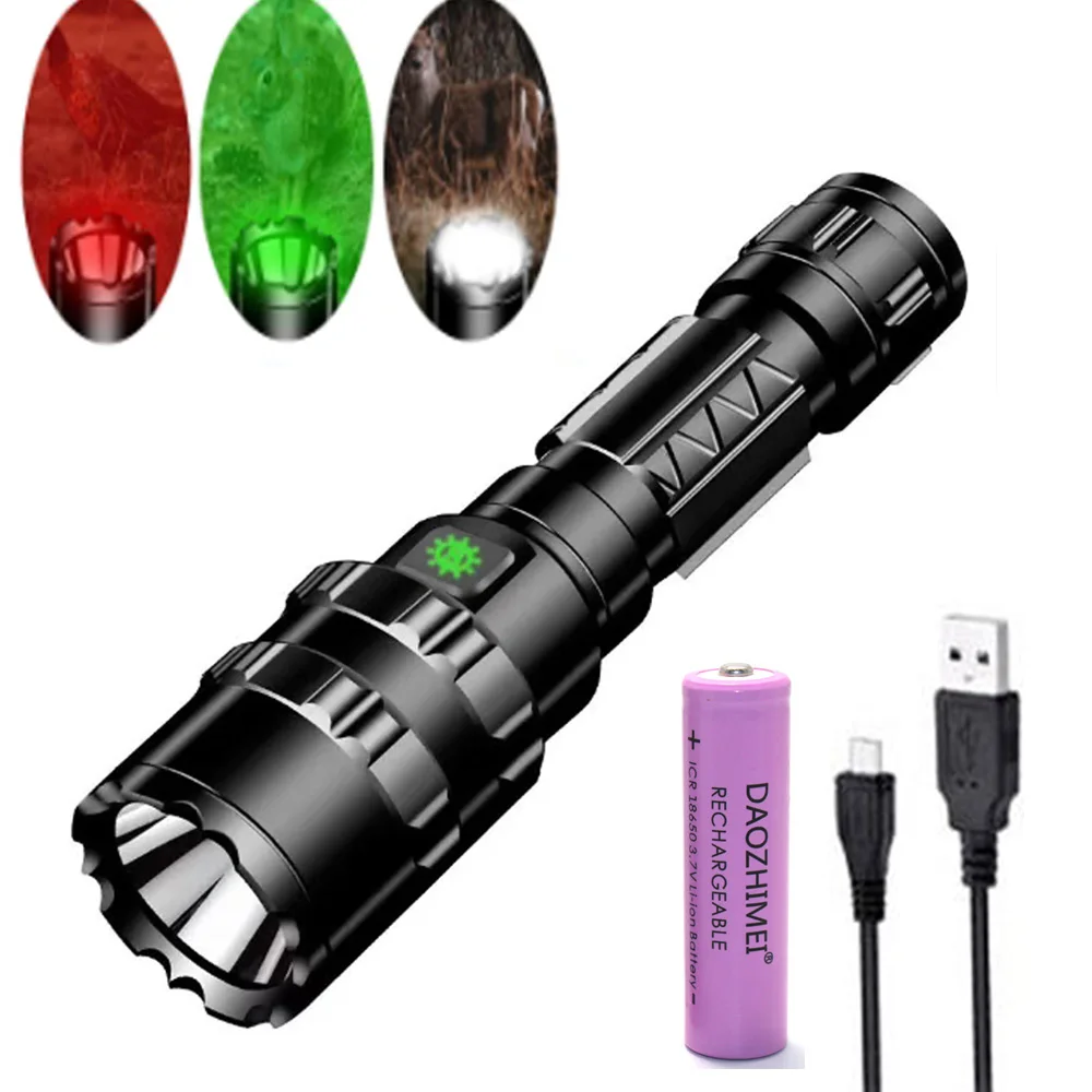 Red/Green/White Color Portable LED Tactical Flash 5 mode USB Rechargeable 18650 Waterproof camping Scout Hunting Light
Red/Green/White Color Portable LED Tactical Flash 5 mode USB Rechargeable 18650 Waterproof camping Scout Hunting Light