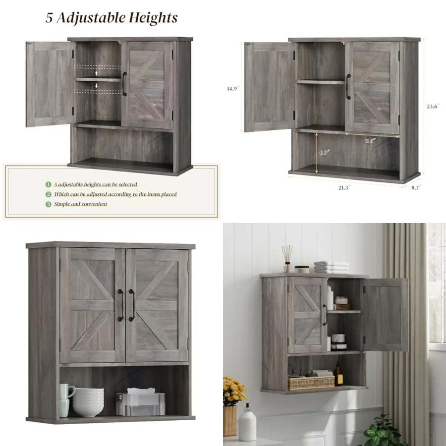 Farmhouse Bathroom Cabinet Wall Mounted, Medicine Cabinet with Adjustable Shelf, Bathroom Cabinet for Living Room, Laundry Room
Farmhouse Bathroom Cabinet Wall Mounted, Medicine Cabinet with Adjustable Shelf, Bathroom Cabinet for Living Room, Laundry Room
