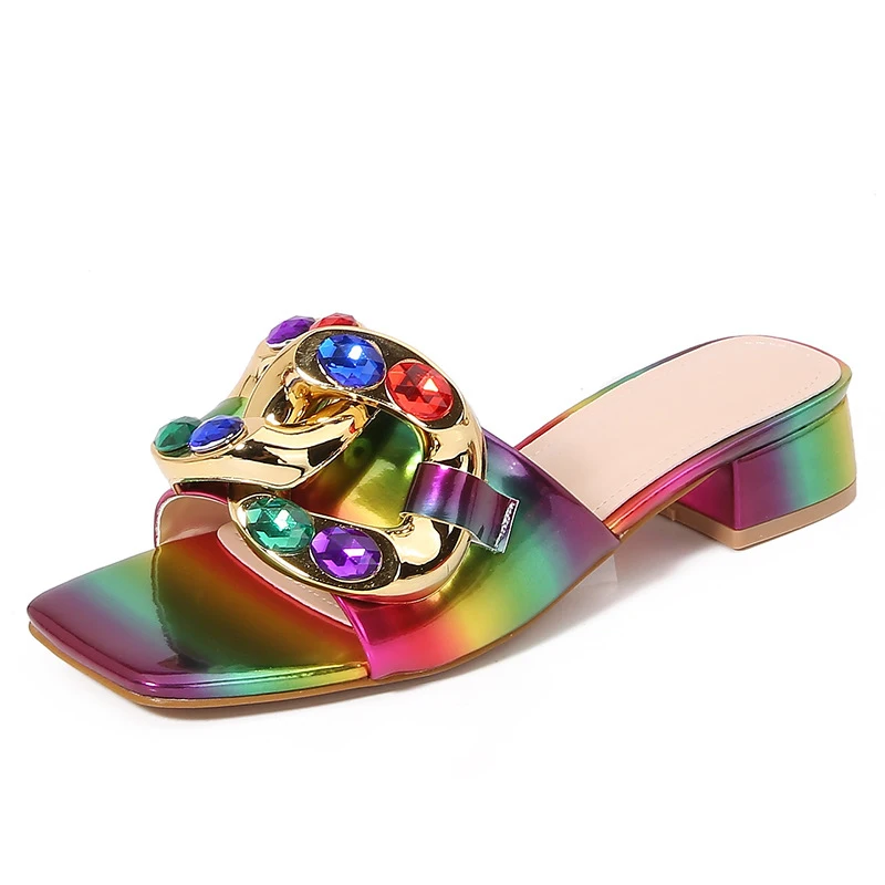 2024 New Large Size Sandals and Slippers, New Colorful Metal Rhinestone Square-Toed Wedge Heel Shoes
2024 New Large Size Sandals and Slippers, New Colorful Metal Rhinestone Square-Toed Wedge Heel Shoes