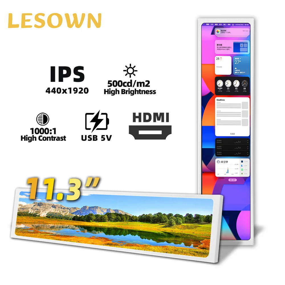 LESOWN Raspberry Pi Экран 11,3 дюйма 440×1920 IPS Портативный монитор боковойebar Дисплей с растянутой полосой Plug & Play Сенсорная панель ПК
LESOWN Raspberry Pi Экран 11,3 дюйма 440×1920 IPS Портативный монитор боковойebar Дисплей с растянутой полосой Plug & Play Сенсорная панель ПК