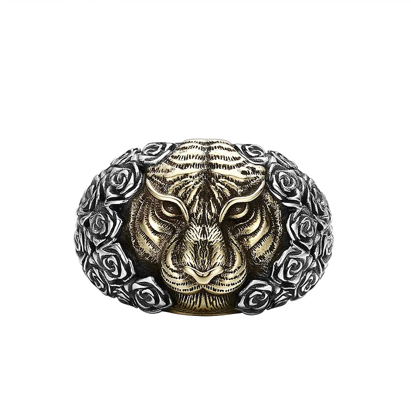 925 sterling silver rose tiger head ring men live ring thai silver retro distressed stylish jewelry
925 sterling silver rose tiger head ring men live ring thai silver retro distressed stylish jewelry