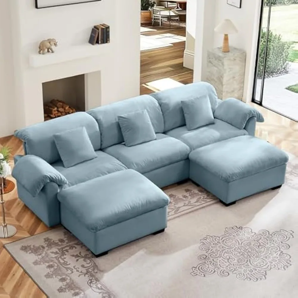 Cloud Couch Sectional Sofa for Living Room, Modular Sleeper Sofa with Storage, U-Shape Velvet Sofa with 3 Lumbar Pillows
Cloud Couch Sectional Sofa for Living Room, Modular Sleeper Sofa with Storage, U-Shape Velvet Sofa with 3 Lumbar Pillows