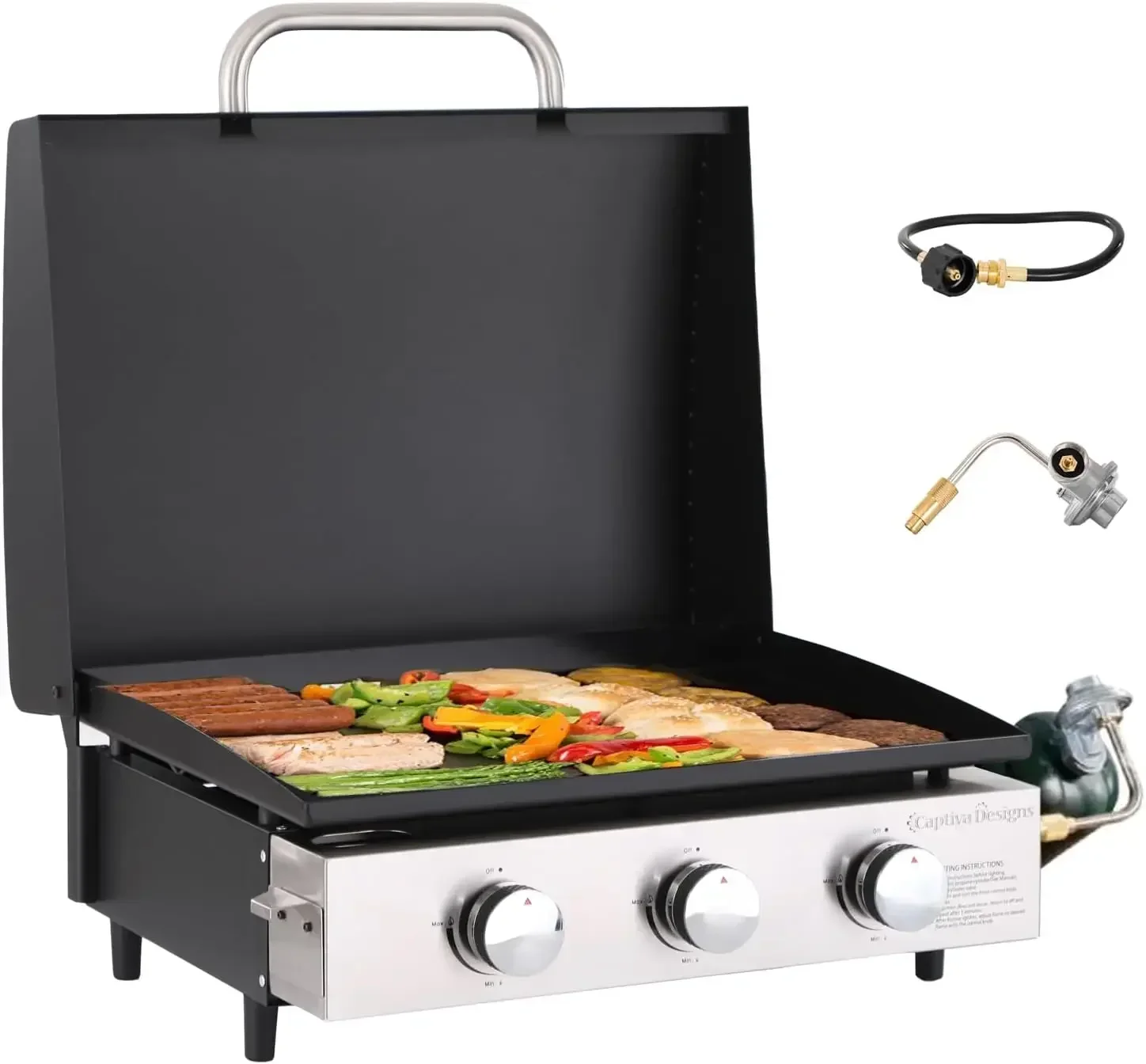 22 inch Tabletop Griddle with Ceramic Coated Cast Iron Plate, 3 Burners Flat Top Griddle, Portable Propane Gas BBQ Grill Griddle
22 inch Tabletop Griddle with Ceramic Coated Cast Iron Plate, 3 Burners Flat Top Griddle, Portable Propane Gas BBQ Grill Griddle