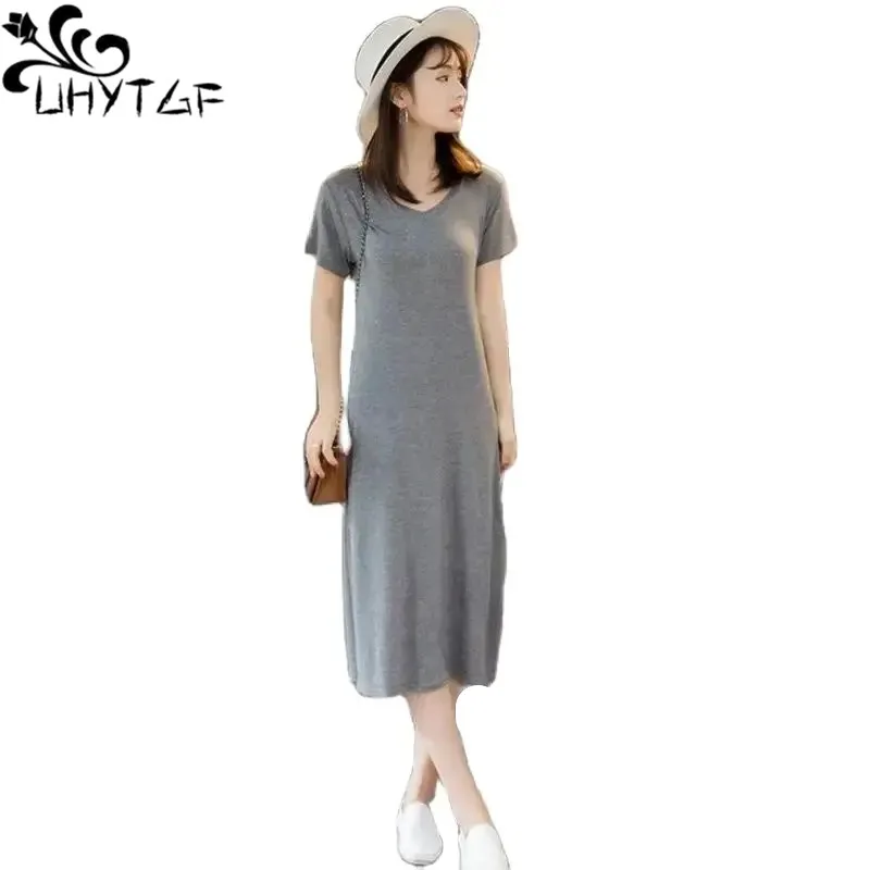 2019 Summer clothing V-neck long Modal dress Korean style Loose Wild Sexy elegant dress fashion Short sleeve ladies dresses 992
2019 Summer clothing V-neck long Modal dress Korean style Loose Wild Sexy elegant dress fashion Short sleeve ladies dresses 992