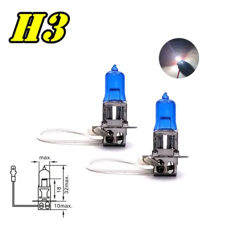 2 uds H3 12V 55W luces antiniebla Auto coche halógeno H3 bombilla de faro lámpara súper blanca 5800K 100W Pk22s bombilla de faro de coche