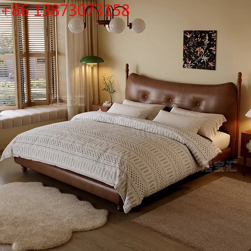 Vintage solid wood headboard, butter wax leather, light luxury, high-end minimalist soft bed, 1.8m master double bed
Vintage solid wood headboard, butter wax leather, light luxury, high-end minimalist soft bed, 1.8m master double bed