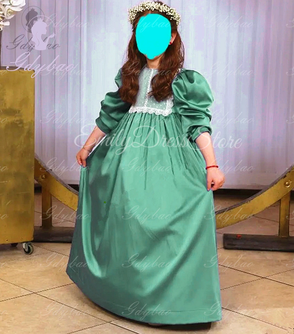 Green Satin Flower Girl Dresses For Wedding Lace 3/4 Sleeves Floor Length Kids Birthday Party Princess First Communion Gowns
Green Satin Flower Girl Dresses For Wedding Lace 3/4 Sleeves Floor Length Kids Birthday Party Princess First Communion Gowns