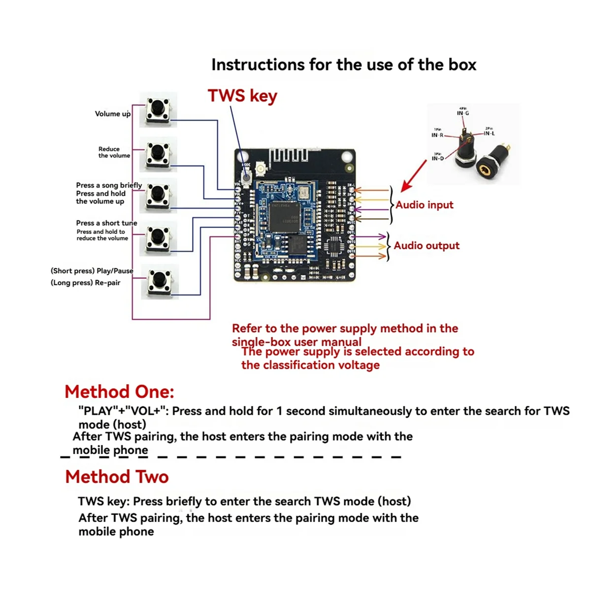 2025+QCC3031 APTXHD Module Audio Input LINE-in Lossless HiFi Bluetooth 5.1 Receiver for Modified Speaker DC5V(4.5-5.5V)
2025+QCC3031 APTXHD Module Audio Input LINE-in Lossless HiFi Bluetooth 5.1 Receiver for Modified Speaker DC5V(4.5-5.5V)