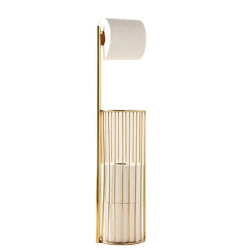 Modern freestanding gold wire storage rack American design bathroom floor-to-ceiling toilet paper roll holder
Modern freestanding gold wire storage rack American design bathroom floor-to-ceiling toilet paper roll holder