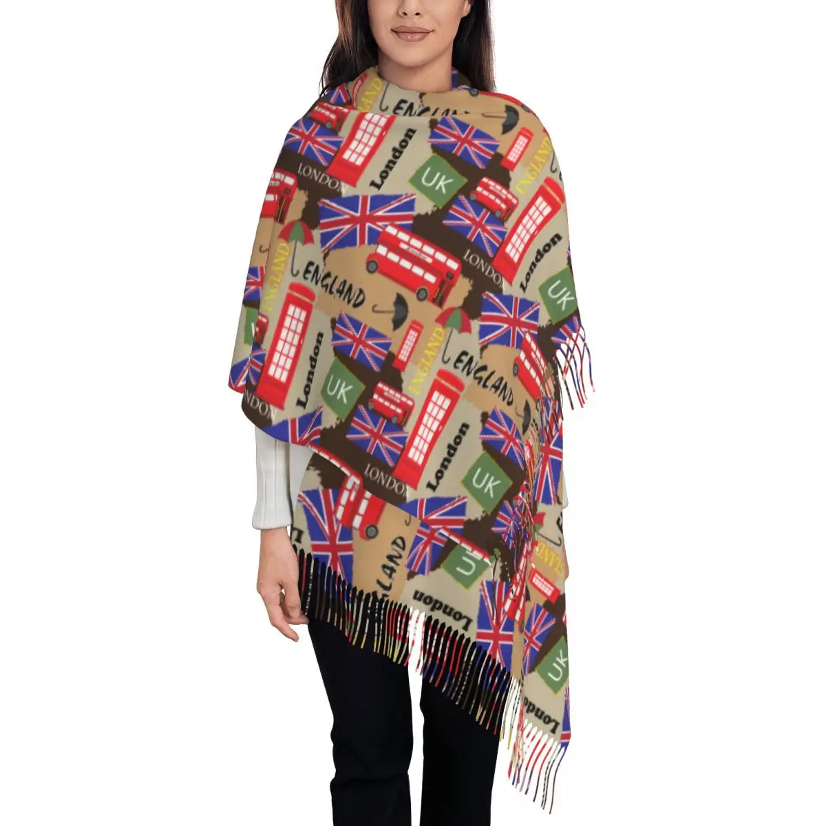 Британский Лондон, британские символы, шали для женщин, теплый большой длинный шарф, шейный платок, шарфы с кисточками
Британский Лондон, британские символы, шали для женщин, теплый большой длинный шарф, шейный платок, шарфы с кисточками
