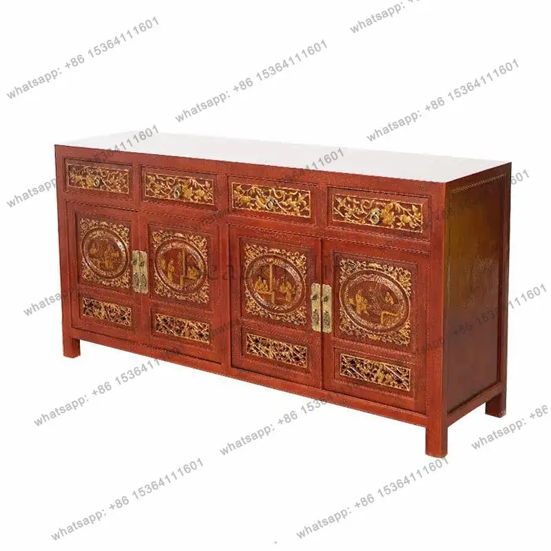 Chinese retro dining side cabinet, living room engraved gold-painted storage storage cabinet
Chinese retro dining side cabinet, living room engraved gold-painted storage storage cabinet