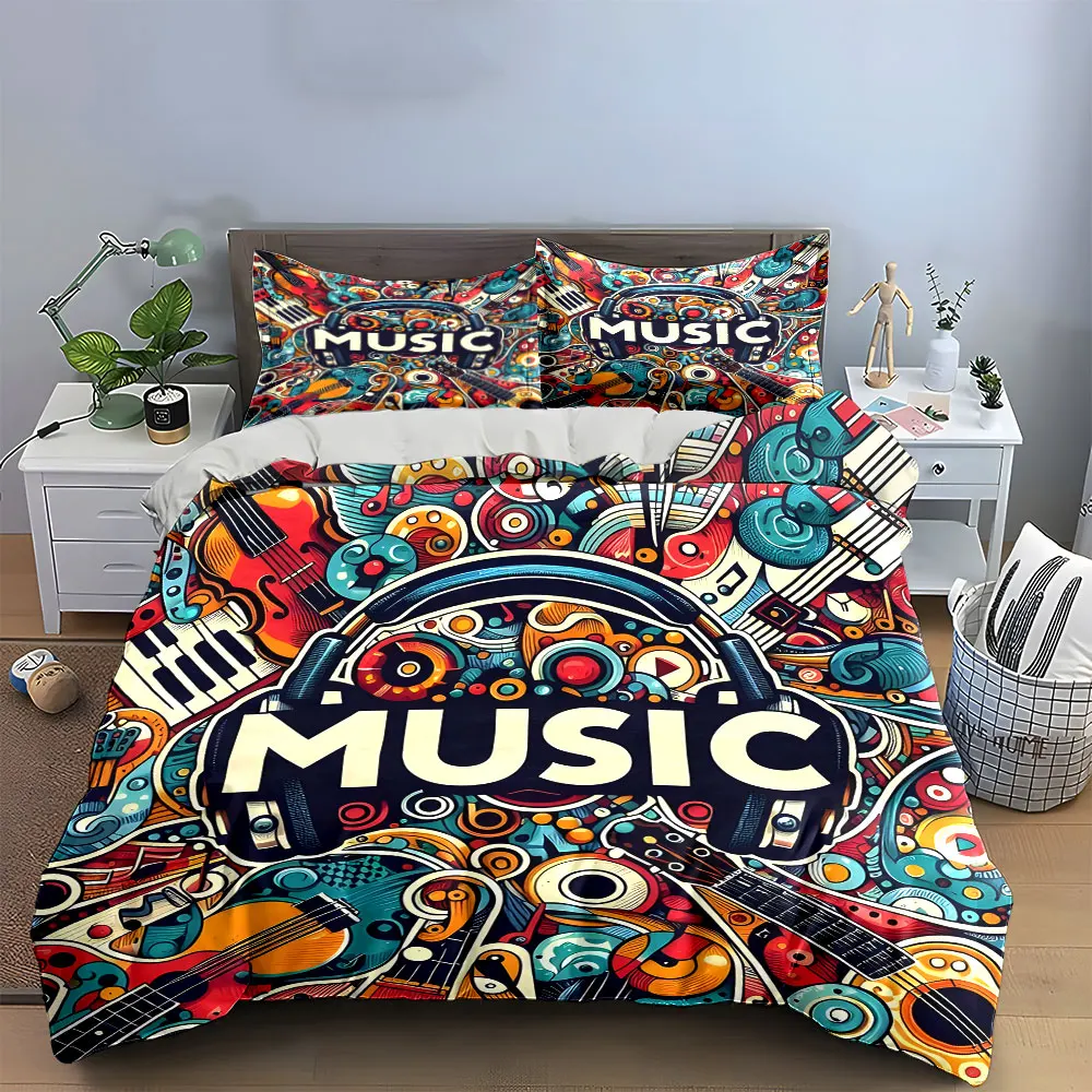 Music Themed Decorative Art Set Bedding Set with 1 Duvet Cover 2 Pillowcases Single Double King Queen, Gift
Music Themed Decorative Art Set Bedding Set with 1 Duvet Cover 2 Pillowcases Single Double King Queen, Gift