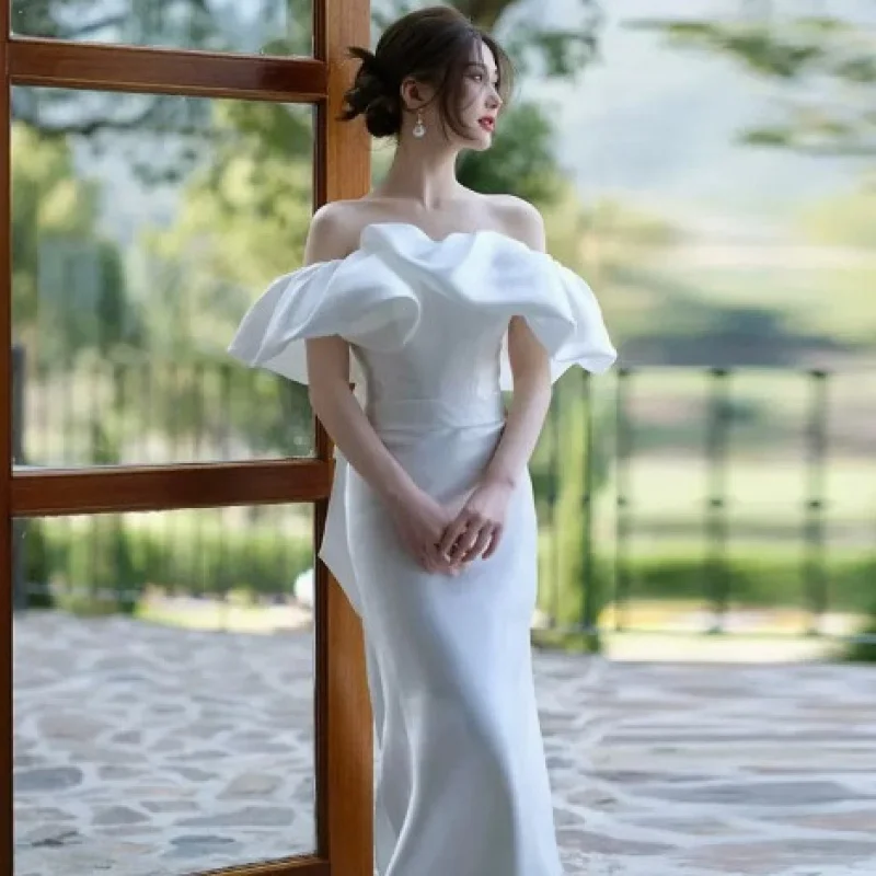 Mermaid Light Wedding Dress2025New Bride Simple Outgoing Reception Gown Elegant Off-Shoulder Satin Dress Summer Wedding Dress
Mermaid Light Wedding Dress2025New Bride Simple Outgoing Reception Gown Elegant Off-Shoulder Satin Dress Summer Wedding Dress
