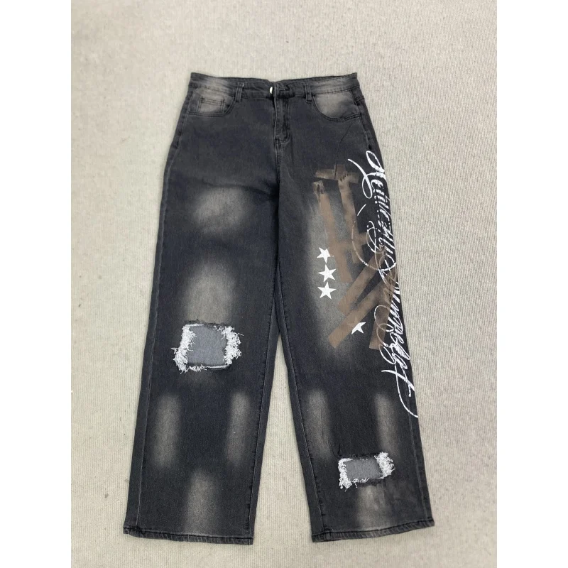 American retro style vintage graffiti ripped holes wide leg casual pants loose casual men's/women's versatile straight leg pants
American retro style vintage graffiti ripped holes wide leg casual pants loose casual men's/women's versatile straight leg pants