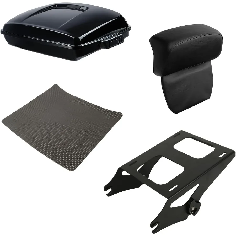 Черный багажник мотоцикла 5,5 с защелками и накладкой на спинку + черный монтажный кронштейн для моделей Harley Touring, включая дорогу
Черный багажник мотоцикла 5,5 с защелками и накладкой на спинку + черный монтажный кронштейн для моделей Harley Touring, включая дорогу