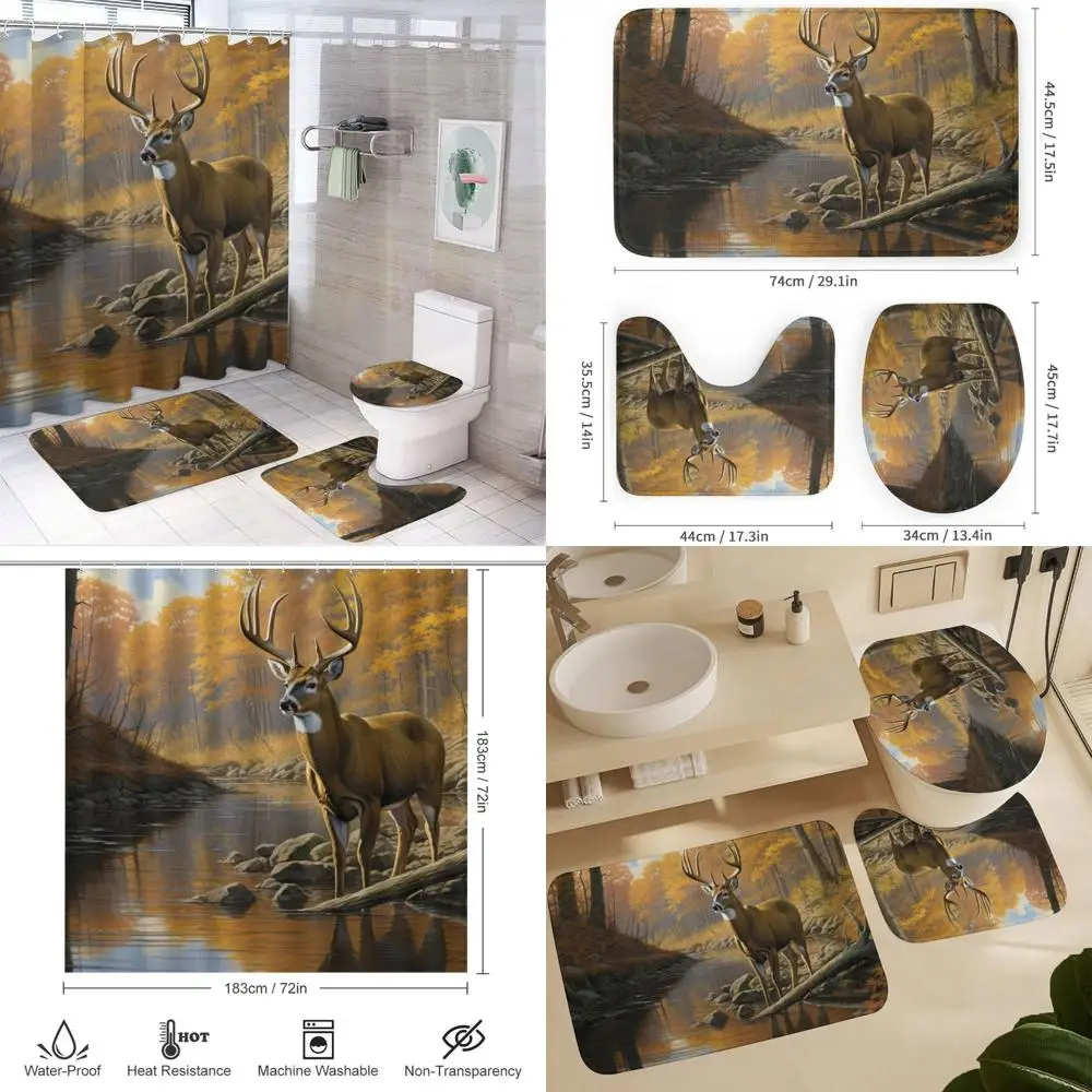 vintage forest wildlife shower curtain with matching bathroom accessories and rug set
vintage forest wildlife shower curtain with matching bathroom accessories and rug set