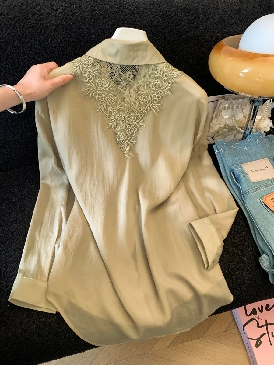 Lace Splice Long Sleeve Collar Shirt Women Summer High Intelligence Hollow Loose Casual Sun Protection Cover up
Lace Splice Long Sleeve Collar Shirt Women Summer High Intelligence Hollow Loose Casual Sun Protection Cover up