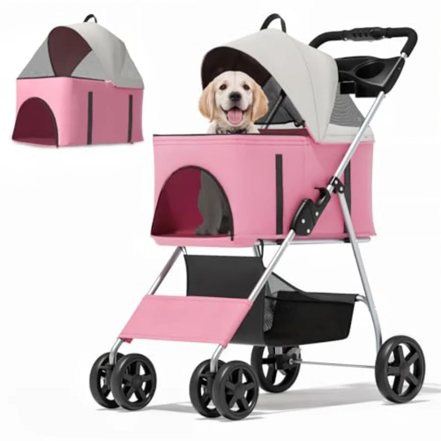 Pet stroller for small medium dogs, aluminum frame, black, foldable 3-in-1 design with detachable carrier and car seat
Pet stroller for small medium dogs, aluminum frame, black, foldable 3-in-1 design with detachable carrier and car seat