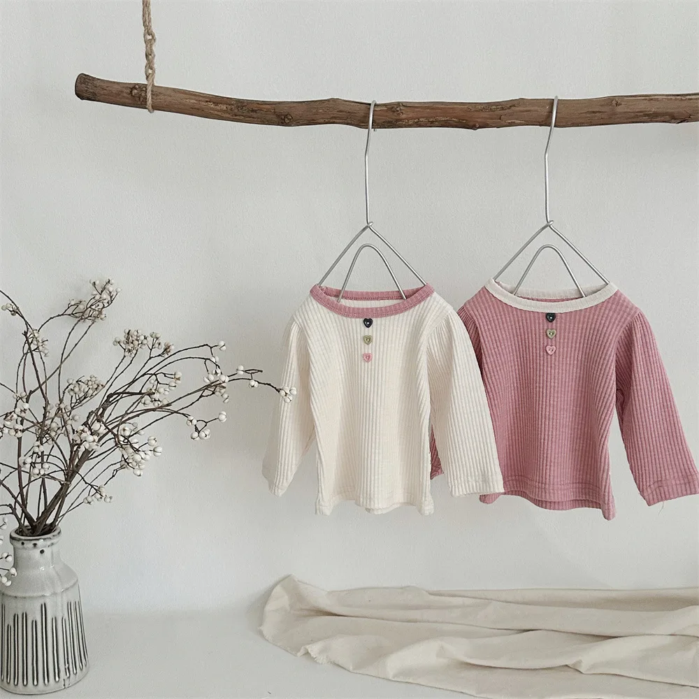 Baby Clothing 2024 Spring and Autumn Solid Color Strip Long Sleeve T Shirt Casual Simple Sweet Girls Fashionable Button Top
Baby Clothing 2024 Spring and Autumn Solid Color Strip Long Sleeve T Shirt Casual Simple Sweet Girls Fashionable Button Top
